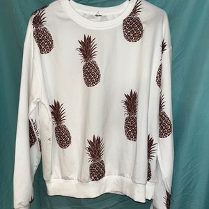 White and gold pineapple crewneck